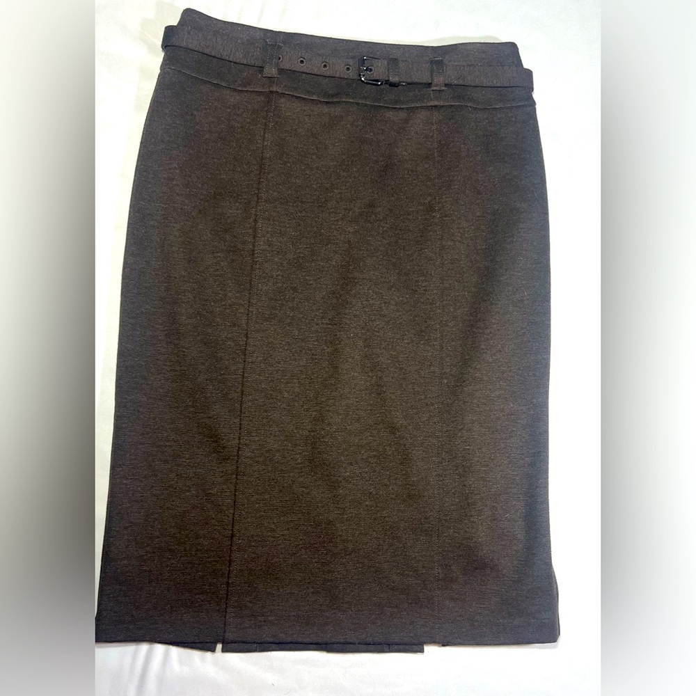 New York & Company Stretch Brown Pencil Skirt with belt